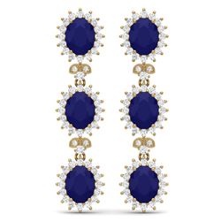 24.52 CTW Royalty Sapphire & VS Diamond Earrings 18K Yellow Gold - REF-400N2Y - 38645