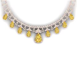 55.49 CTW Royalty Canary Citrine & VS Diamond Necklace 18K Rose Gold - REF-945Y5N - 38713