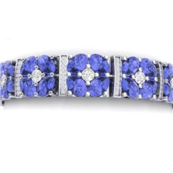 36.98 CTW Royalty Tanzanite & VS Diamond Bracelet 18K White Gold - REF-718N2Y - 39021