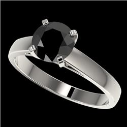 1.50 CTW Fancy Black VS Diamond Solitaire Engagement Ring 10K White Gold - REF-44X2T - 33022