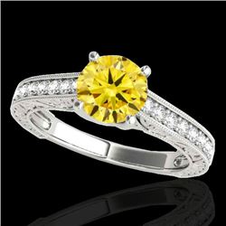 1.32 CTW Certified Si Fancy Intense Yellow Diamond Solitaire Ring 10K White Gold - REF-154K4R - 3495