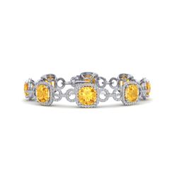 30 CTW Citrine & VS/SI Diamond Certified Bracelet 14K White Gold - REF-368F9M - 23018