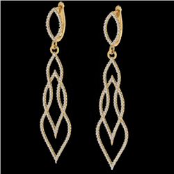 1.90 CTW Micro Pave VS/SI Diamond Certified Earrings 14K Yellow Gold - REF-143M5F - 20095