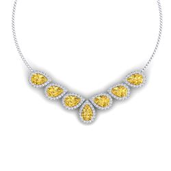 33.34 CTW Royalty Canary Citrine & VS Diamond Necklace 18K White Gold - REF-527Y3N - 38838