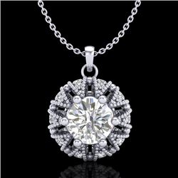 1.2 CTW VS/SI Diamond Art Deco Micro Pave Stud Necklace 18K White Gold - REF-220K2R - 36998