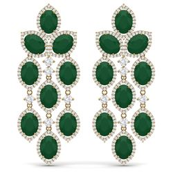 35.15 CTW Royalty Emerald & VS Diamond Earrings 18K Yellow Gold - REF-590T9X - 38924