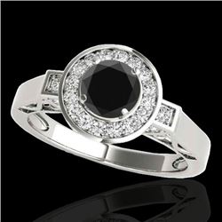 1.5 CTW Certified Vs Black Diamond Solitaire Halo Ring 10K White Gold - REF-75K3R - 34570