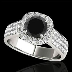 1.8 CTW Certified Vs Black Diamond Solitaire Halo Ring 10K White Gold - REF-101K6R - 34063