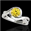 Image 1 : 1.15 CTW Certified Si Fancy Intense Yellow Diamond Solitaire Ring 10K White Gold - REF-163X6T - 3484