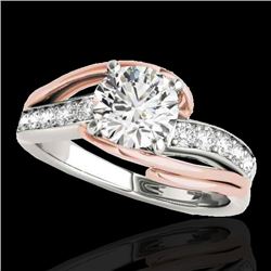 1.5 CTW H-SI/I Certified Diamond Bypass Solitaire Ring Two Tone 10K White & Rose Gold - REF-218K2R -