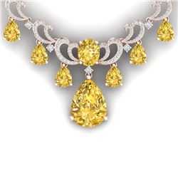 36.50 CTW Royalty Canary Citrine & VS Diamond Necklace 18K Rose Gold - REF-872R8K - 38668