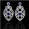 Image 1 : 7 CTW Sapphire & Micro VS/SI Diamond Heart Earrings Designer 14K White Gold - REF-381T8X - 21140