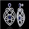 Image 2 : 7 CTW Sapphire & Micro VS/SI Diamond Heart Earrings Designer 14K White Gold - REF-381T8X - 21140