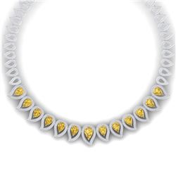 31.74 CTW Royalty Canary Citrine & VS Diamond Necklace 18K White Gold - REF-1145K5R - 39447