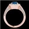 Image 2 : 2 2 CTW SI Certified Fancy Blue Diamond Solitaire Halo Ring 10K Rose Gold - REF-218M2F - 34501