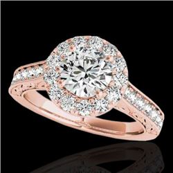 2.22 CTW H-SI/I Certified Diamond Solitaire Halo Ring 10K Rose Gold - REF-360T2X - 33734