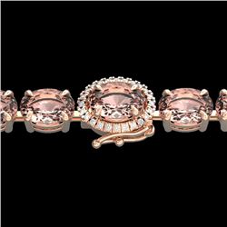 26 CTW Morganite & VS/SI Diamond Tennis Micro Halo Bracelet 14K Rose Gold - REF-285T3X - 23432