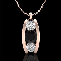 1.07 CTW Fancy Black Diamond Solitaire Art Deco Stud Necklace 18K Rose Gold - REF-94F5M - 37773