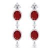 Image 1 : 15.81 CTW Royalty Designer Ruby & VS Diamond Earrings 18K White Gold - REF-309H3W - 38907