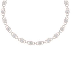 12 CTW Certified SI/I Diamond Halo Necklace 18K Rose Gold - REF-804H5W - 40080