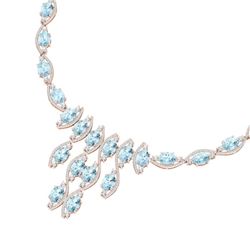 68.12 CTW Royalty Sky Topaz & VS Diamond Necklace 18K Rose Gold - REF-945H5W - 39007