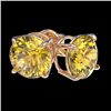 Image 4 : 2.57 CTW Certified Intense Yellow SI Diamond Solitaire Stud Earrings 10K Rose Gold - REF-381M8F - 36