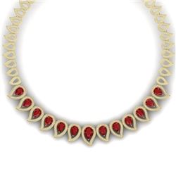 33.4 CTW Royalty Designer Ruby & VS Diamond Necklace 18K Yellow Gold - REF-1236T4X - 39440