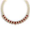 Image 1 : 33.4 CTW Royalty Designer Ruby & VS Diamond Necklace 18K Yellow Gold - REF-1236T4X - 39440