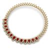 Image 4 : 33.4 CTW Royalty Designer Ruby & VS Diamond Necklace 18K Yellow Gold - REF-1236T4X - 39440