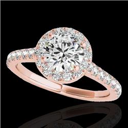 1.4 CTW H-SI/I Certified Diamond Solitaire Halo Ring 10K Rose Gold - REF-160X2T - 33581