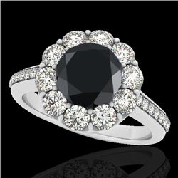 2.75 CTW Certified Vs Black Diamond Solitaire Halo Ring 10K White Gold - REF-119T5X - 33255