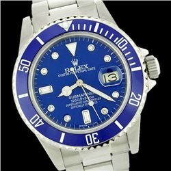 Rolex Men's Submariner, QuickSet, Diam Dial w/ Rotatable Blue Insert Bezel - REF-649X3A