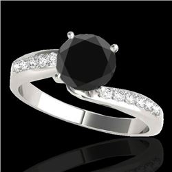 1.15 CTW Certified Vs Black Diamond Bypass Solitaire Ring 10K White Gold - REF-49X6T - 35066