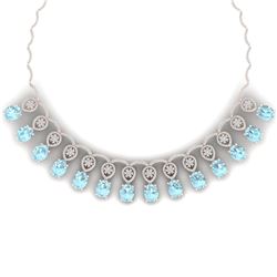 57.35 CTW Royalty Sky Topaz & VS Diamond Necklace 18K Rose Gold - REF-927M3F - 39073