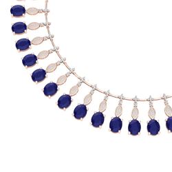 65.62 CTW Royalty Sapphire & VS Diamond Necklace 18K Rose Gold - REF-1072R8K - 39127