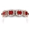 Image 1 : 43.87 CTW Royalty Ruby & VS Diamond Bracelet 18K Rose Gold - REF-836W4H - 38779