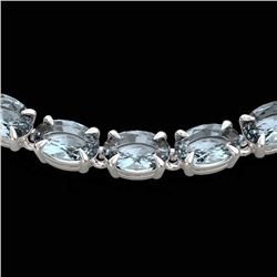29 CTW Aquamarine Eternity Tennis Necklace 14K White Gold - REF-276F2M - 23370