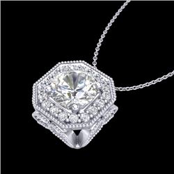 1.54 CTW VS/SI Diamond Solitaire Art Deco Necklace 18K White Gold - REF-418K2R - 37325