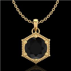 0.82 CTW Fancy Black Diamond Solitaire Art Deco Stud Necklace 18K Yellow Gold - REF-54H5W - 38047