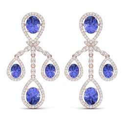 24.89 CTW Royalty Tanzanite & VS Diamond Earrings 18K Rose Gold - REF-563W6H - 38584
