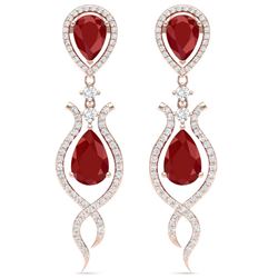 16.57 CTW Royalty Designer Ruby & VS Diamond Earrings 18K Rose Gold - REF-345W5H - 39514