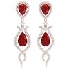 Image 1 : 16.57 CTW Royalty Designer Ruby & VS Diamond Earrings 18K Rose Gold - REF-345W5H - 39514
