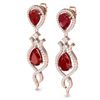 Image 2 : 16.57 CTW Royalty Designer Ruby & VS Diamond Earrings 18K Rose Gold - REF-345W5H - 39514