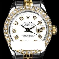 Rolex Men's Two Tone 14K Gold/SS, QuickSet, Diamond Dial & Diamond Bezel - REF-474Y5X