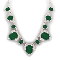 75.21 CTW Royalty Emerald & VS Diamond Necklace 18K Rose Gold - REF-1363X6T - 38746