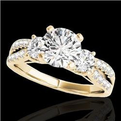 1.75 CTW H-SI/I Certified Diamond 3 Stone Ring 10K Yellow Gold - REF-216R4K - 35414