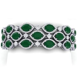 52.84 CTW Royalty Emerald & VS Diamond Bracelet 18K White Gold - REF-1181K8R - 38886
