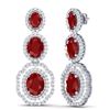 Image 4 : 17.51 CTW Royalty Designer Ruby & VS Diamond Earrings 18K White Gold - REF-345X5T - 39204