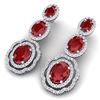 Image 5 : 17.51 CTW Royalty Designer Ruby & VS Diamond Earrings 18K White Gold - REF-345X5T - 39204