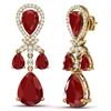 Image 4 : 38.29 CTW Royalty Designer Ruby & VS Diamond Earrings 18K Yellow Gold - REF-454T5X - 38609